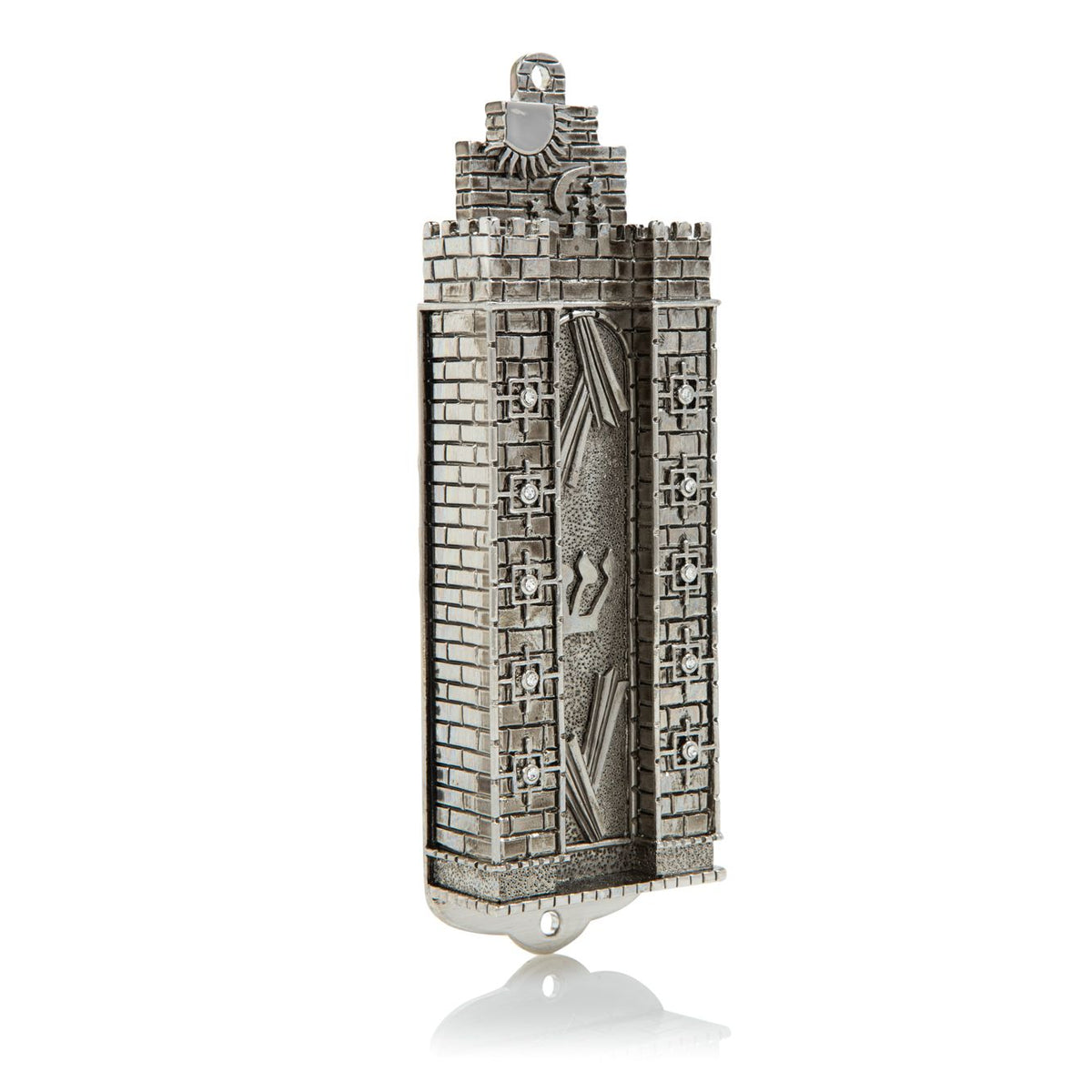 Keren Kopal Silver Western Wall style Decorated Mezuzah