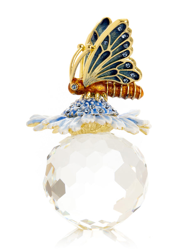 Keren Kopal Butterfly sitting on Flower and Crystal