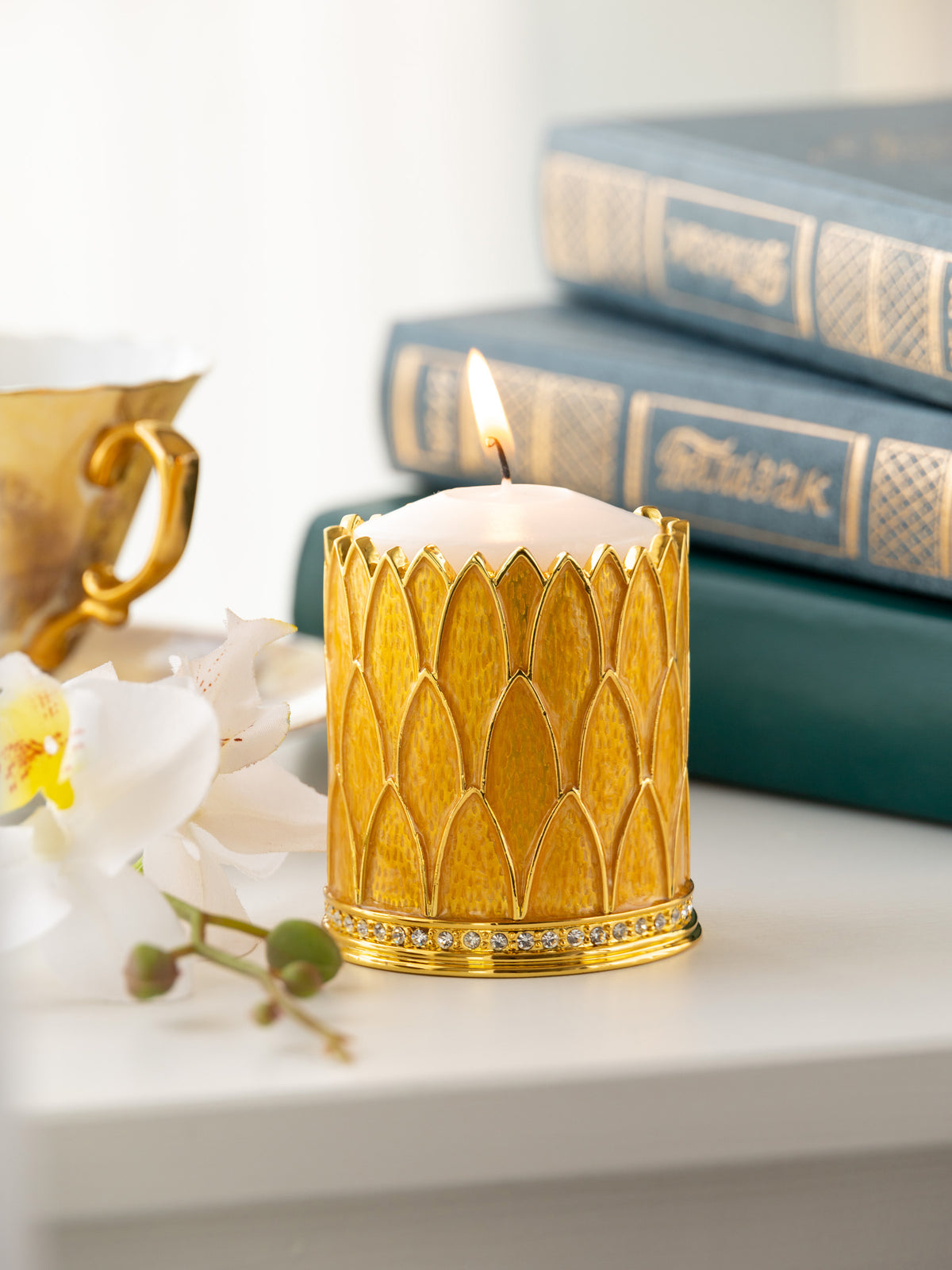 Keren Kopal Yellow Decorated Candle Holder