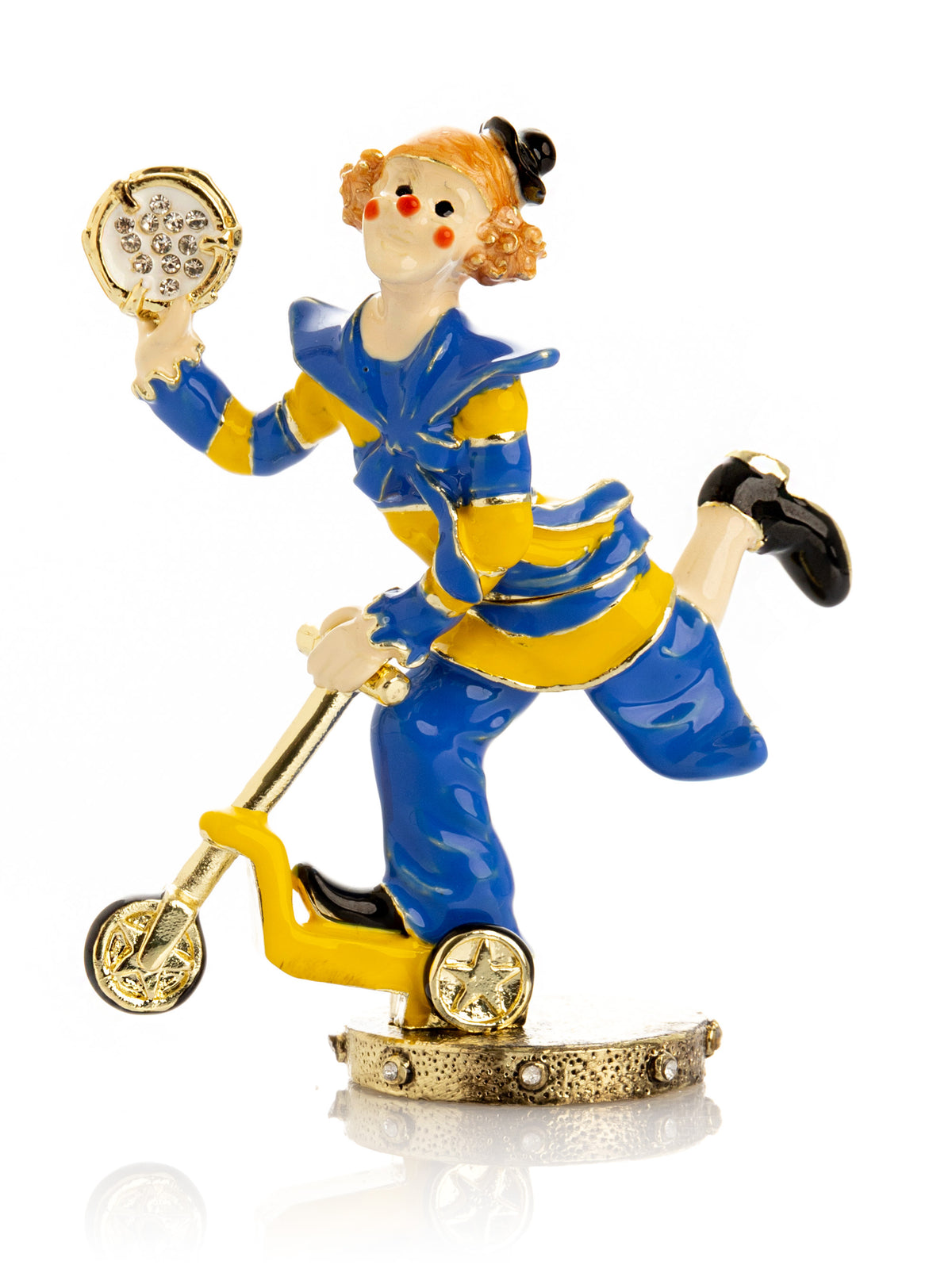 Keren Kopal Playful Circus Clown Riding a Scooter Trinket Box