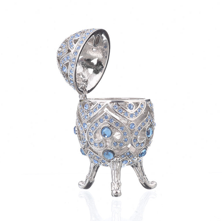Keren Kopal Silver Faberge Egg with Blue Crystals