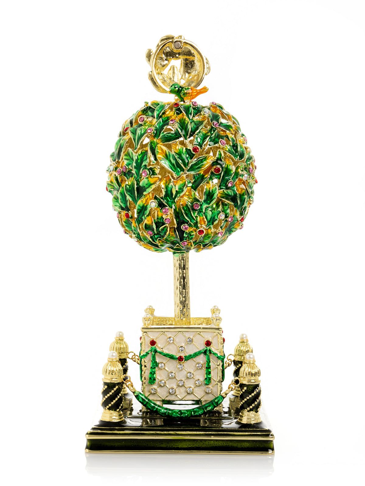 Keren Kopal Bay Tree Faberge Egg with Colorful Crystals
