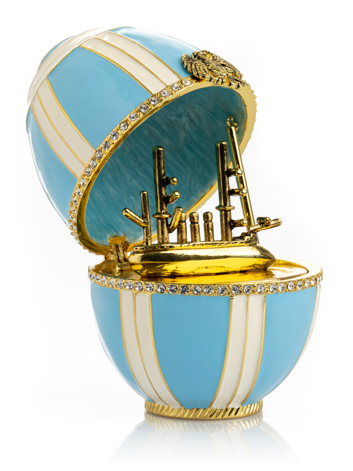 Keren Kopal Light Blue Egg with a Sailing Ship