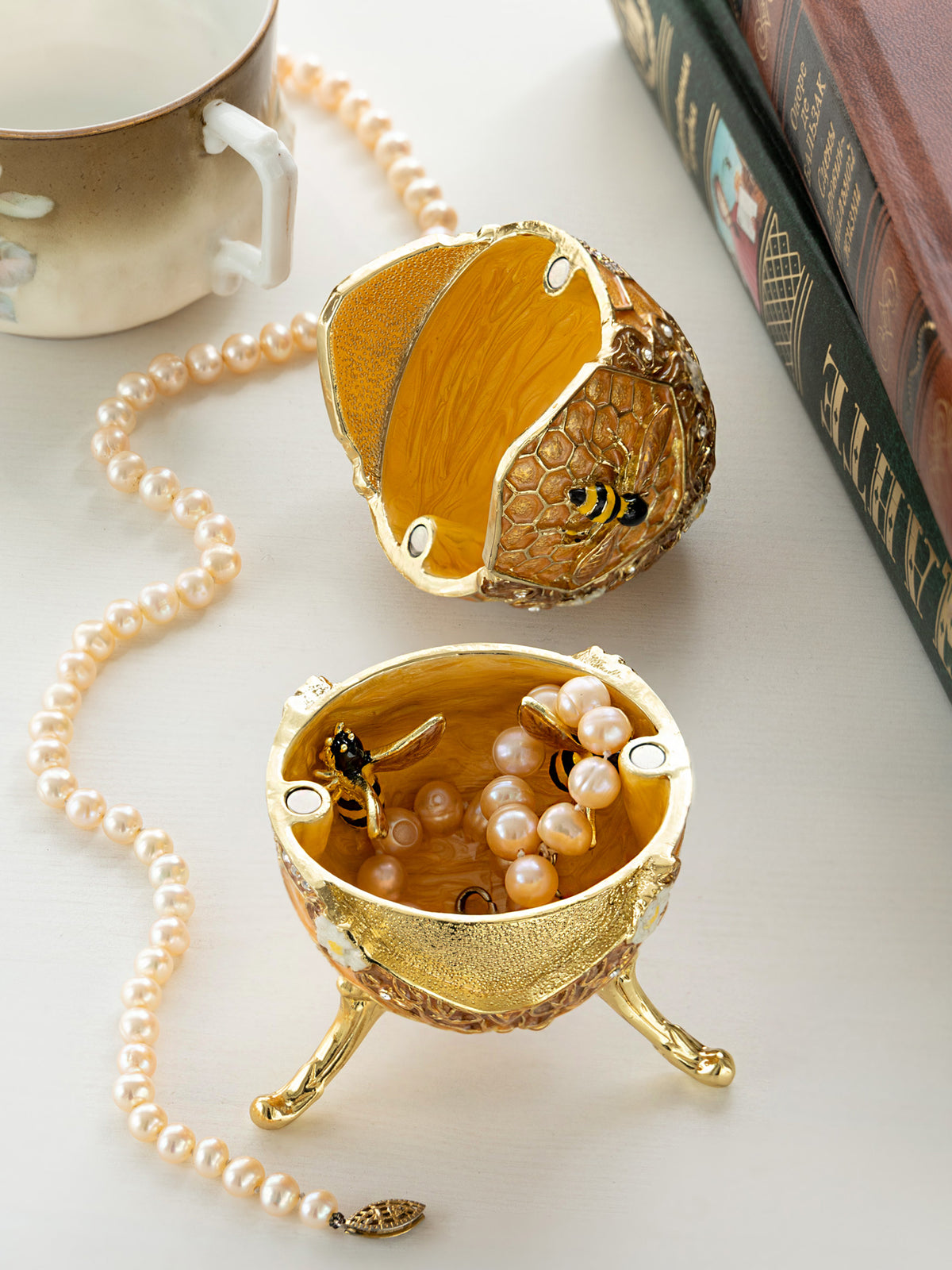 Keren Kopal Easter Egg Honeycomb with Bees Hive trinket box