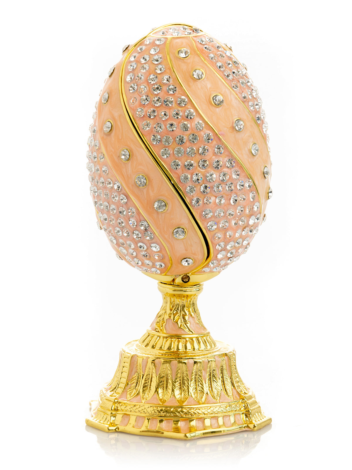 Keren Kopal spiral salmon pink Faberge Egg with flowers bouquet