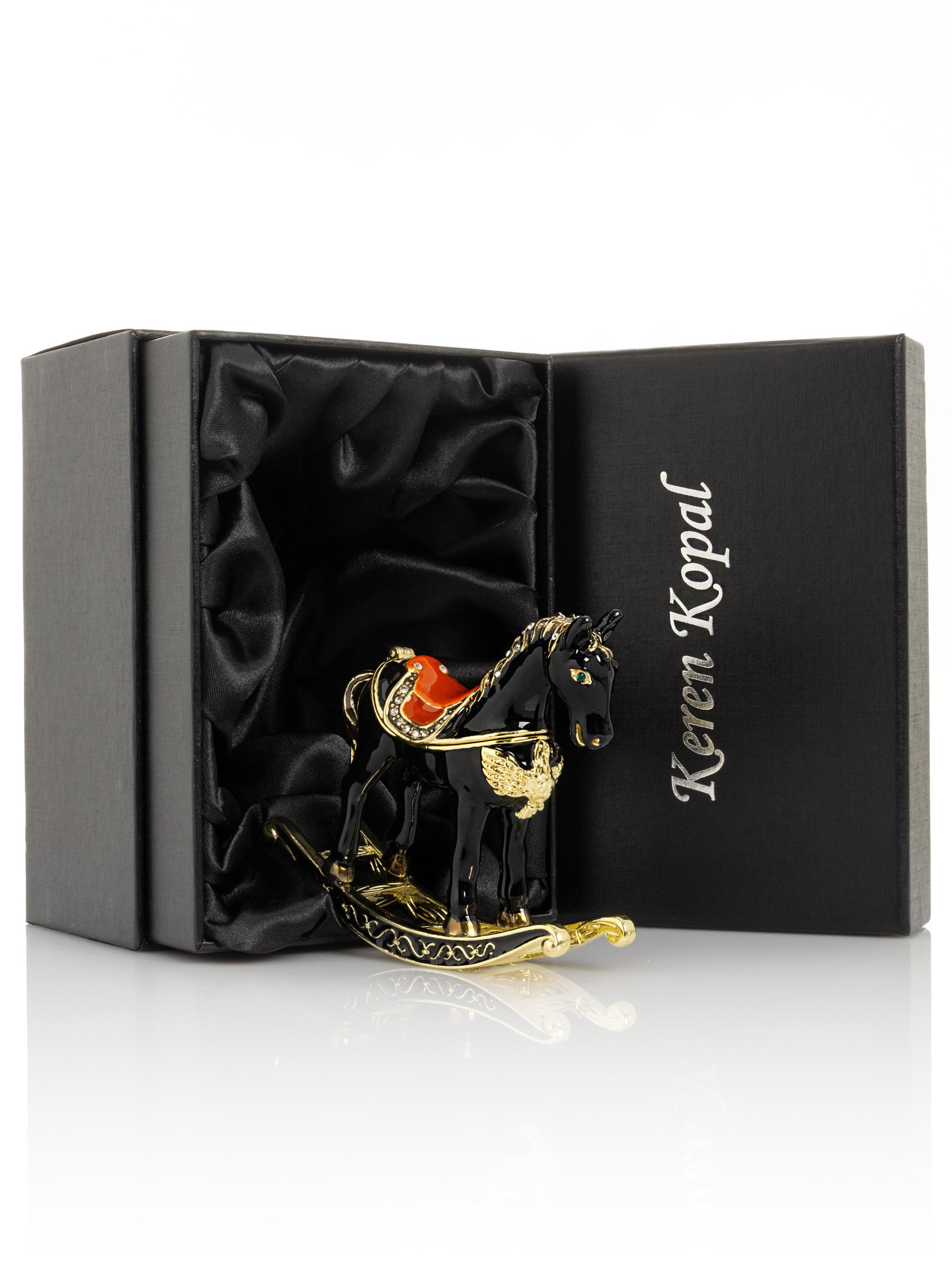 Black & Gold Vintage Rocking Horse Trinket Box