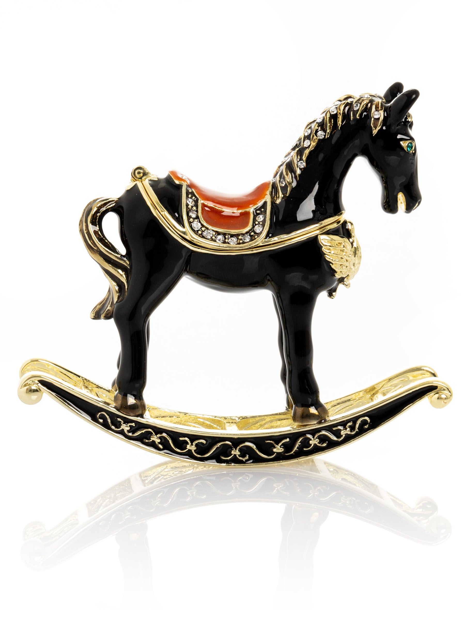Black & Gold Vintage Rocking Horse Trinket Box