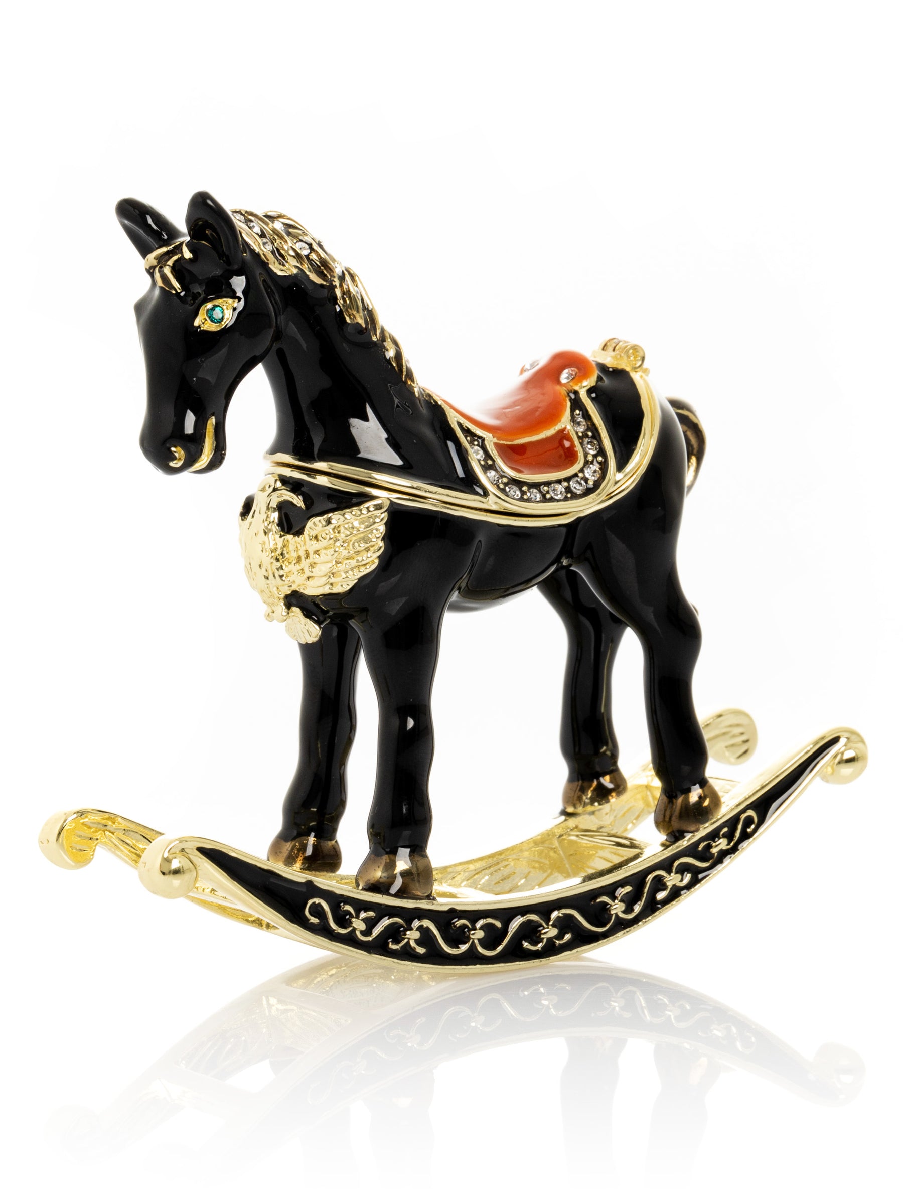 Black & Gold Vintage Rocking Horse Trinket Box