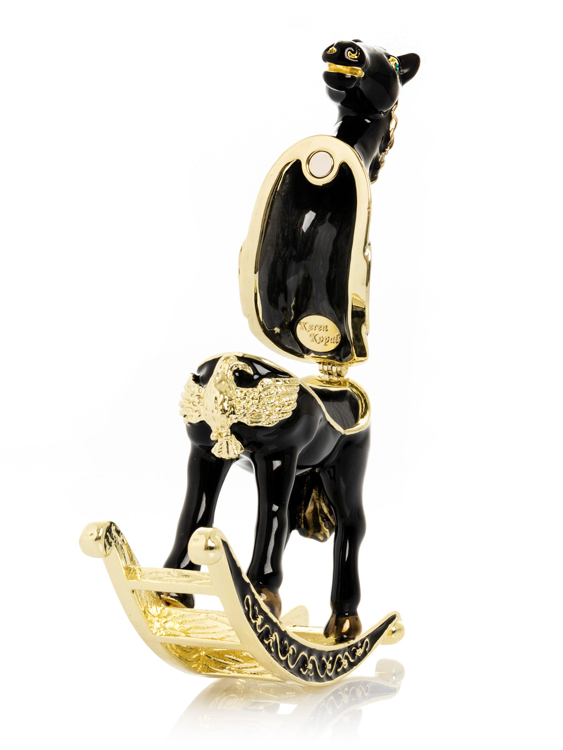 Black & Gold Vintage Rocking Horse Trinket Box