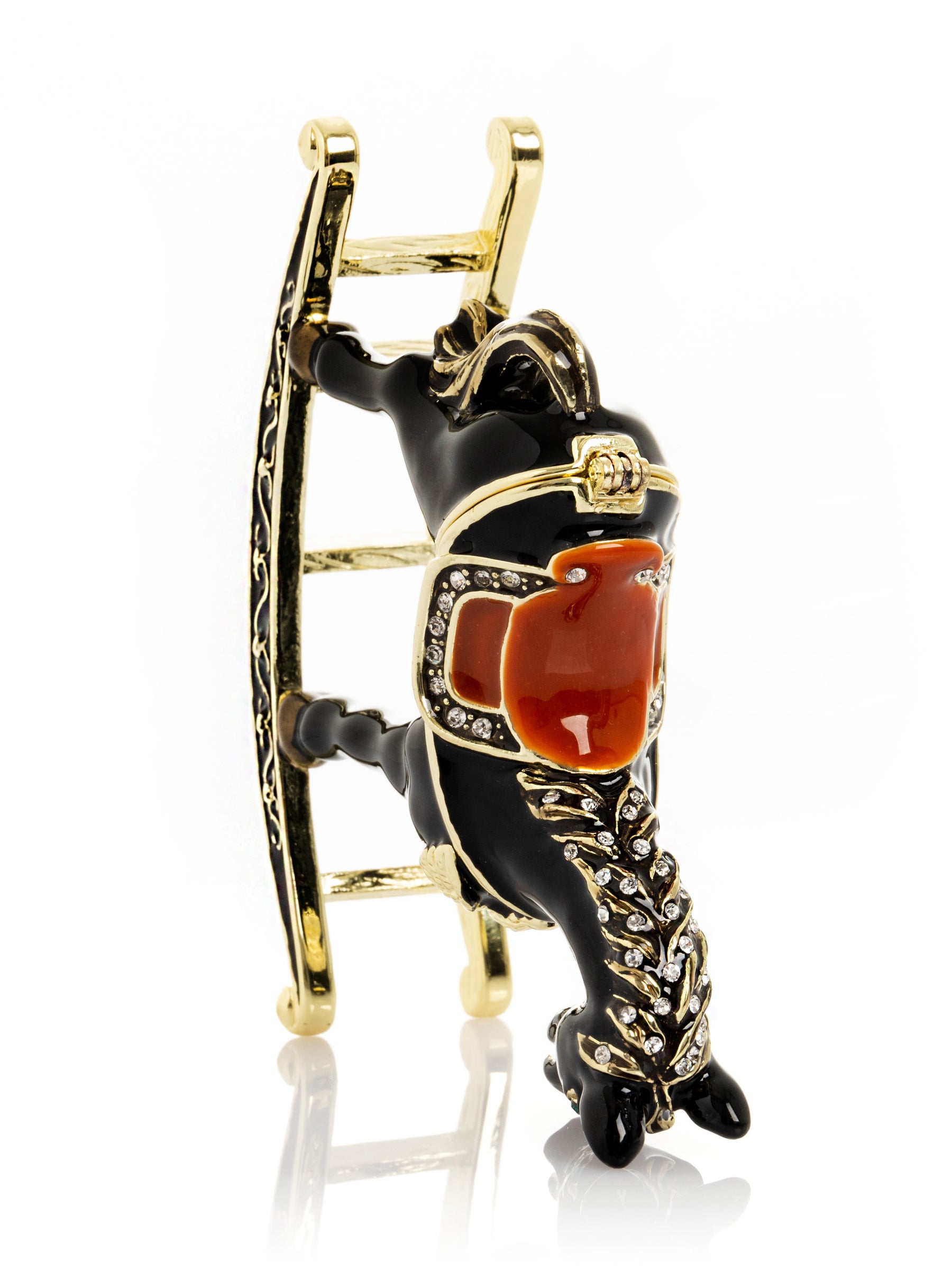 Black & Gold Vintage Rocking Horse Trinket Box