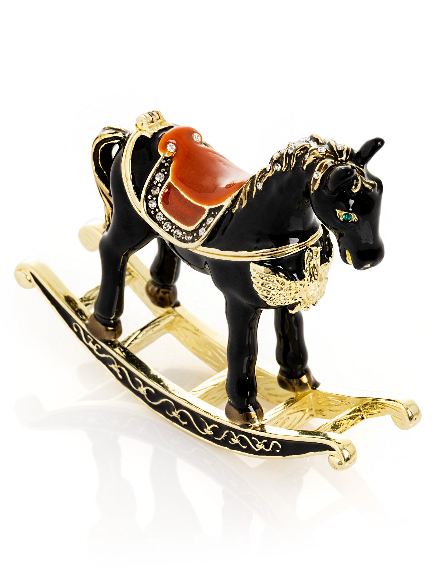 Black & Gold Vintage Rocking Horse Trinket Box