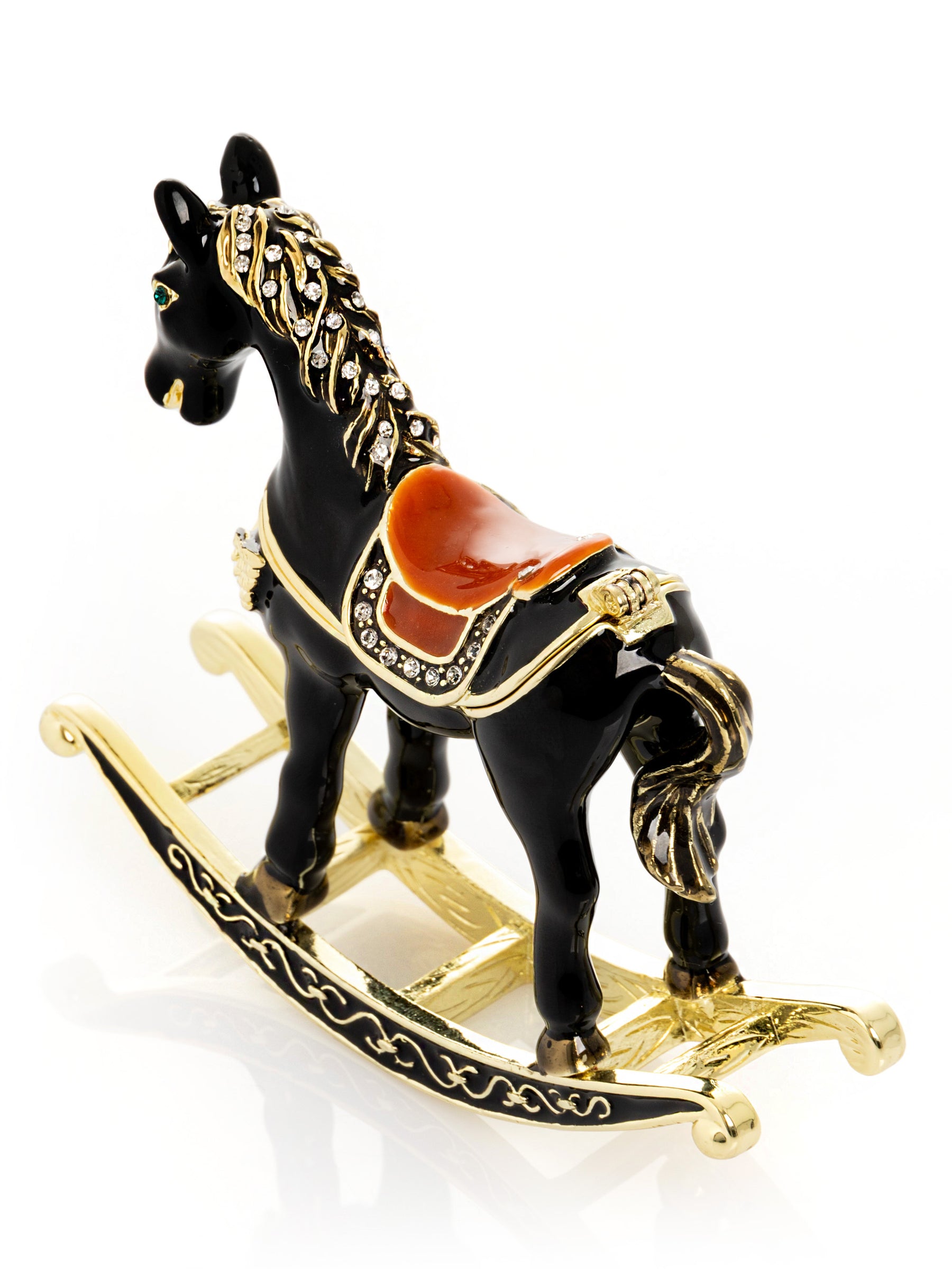 Black & Gold Vintage Rocking Horse Trinket Box