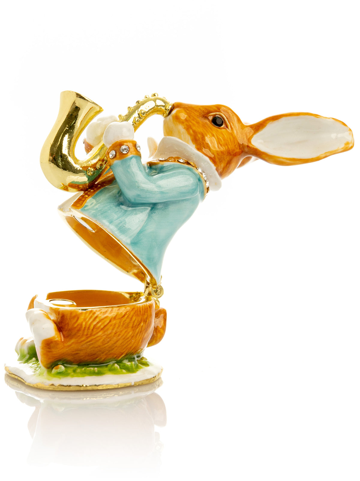 Keren Kopal Rabbit playing the saxophone trinket box