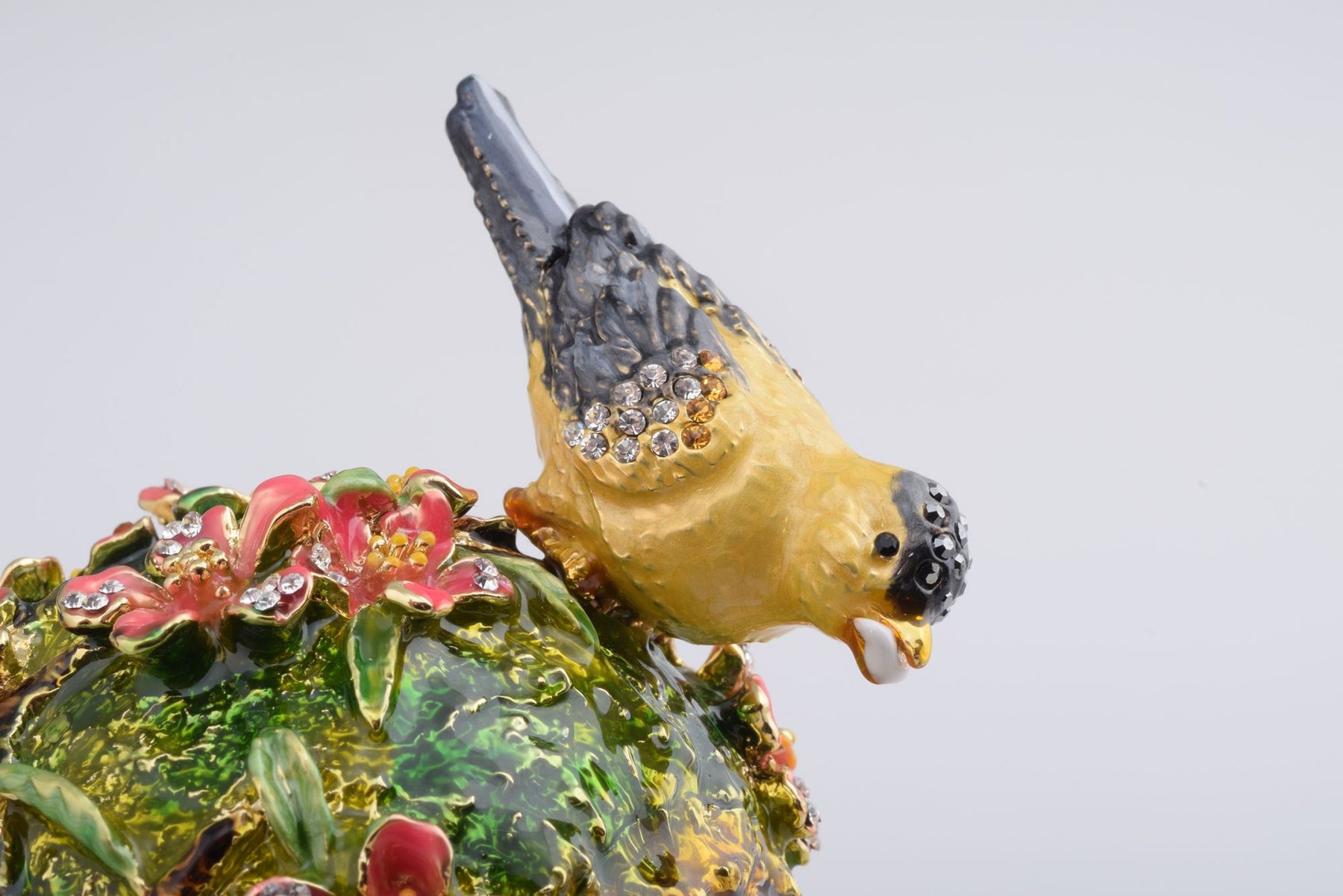 Keren Kopal Bird Nest Faberge Style Egg with a Perl on Top