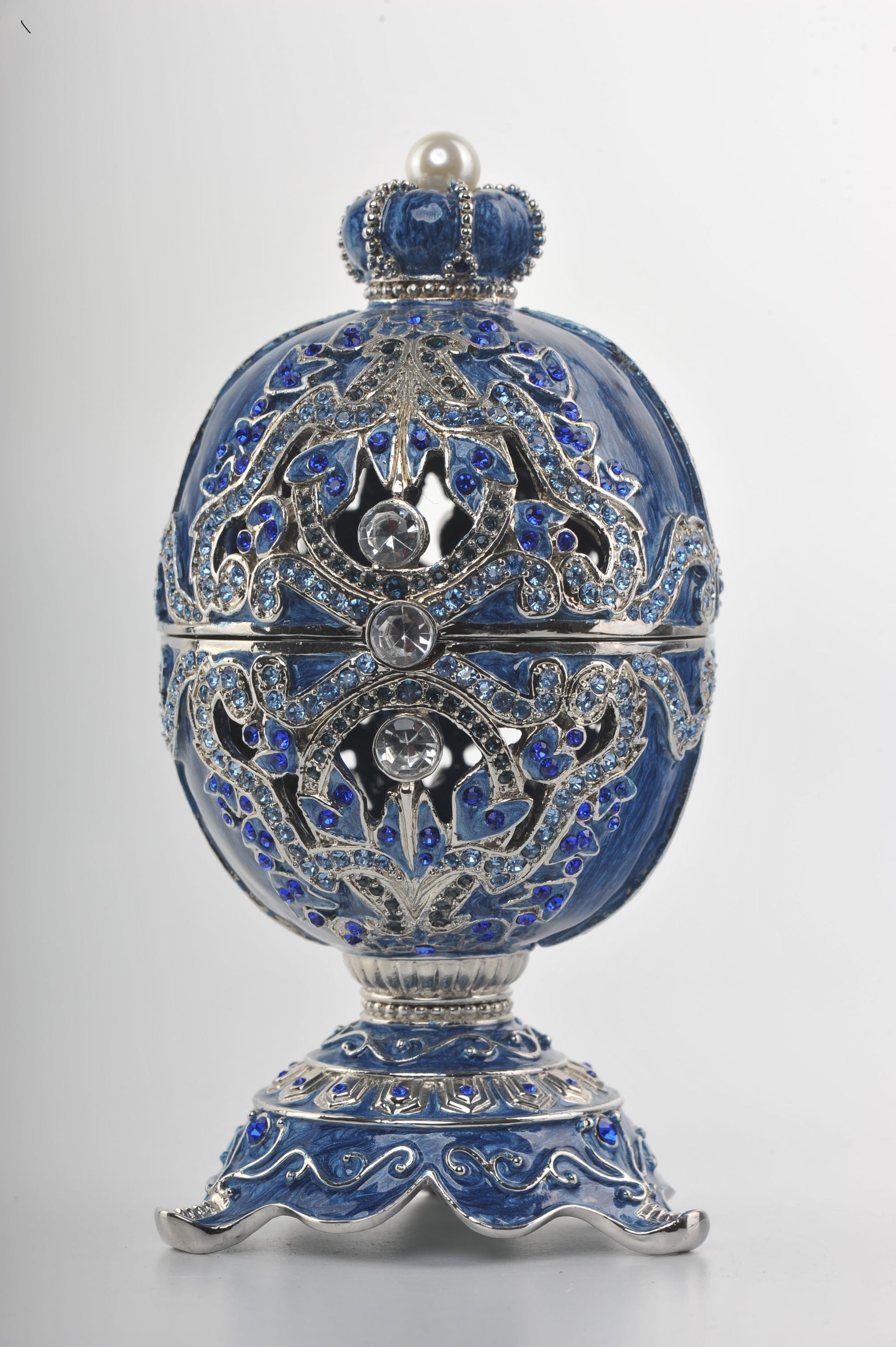 Keren Kopal Blue Faberge Egg with a Green Frogs Inside
