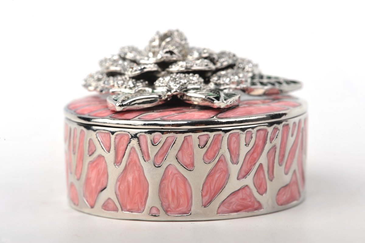 Keren Kopal Pink Jewelry Box with Silver Flower