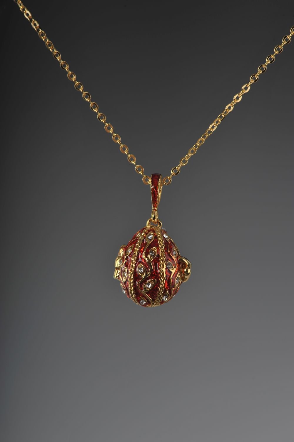 Keren Kopal Red Faberge Egg Pendant Necklace