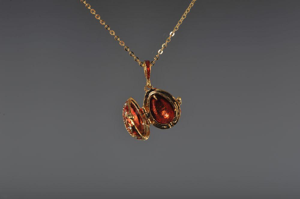 Keren Kopal Red Faberge Egg Pendant Necklace