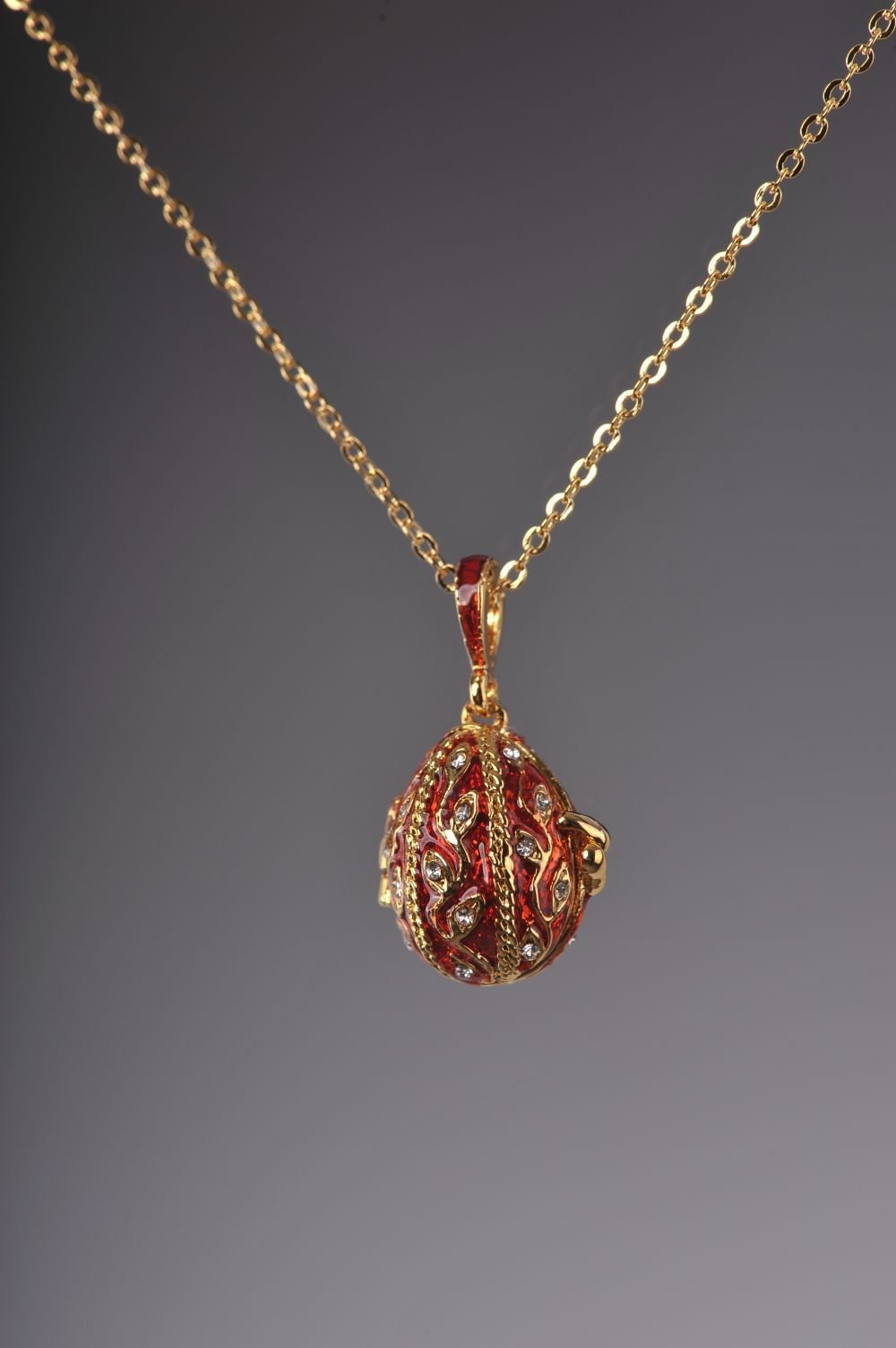 Keren Kopal Red Faberge Egg Pendant Necklace