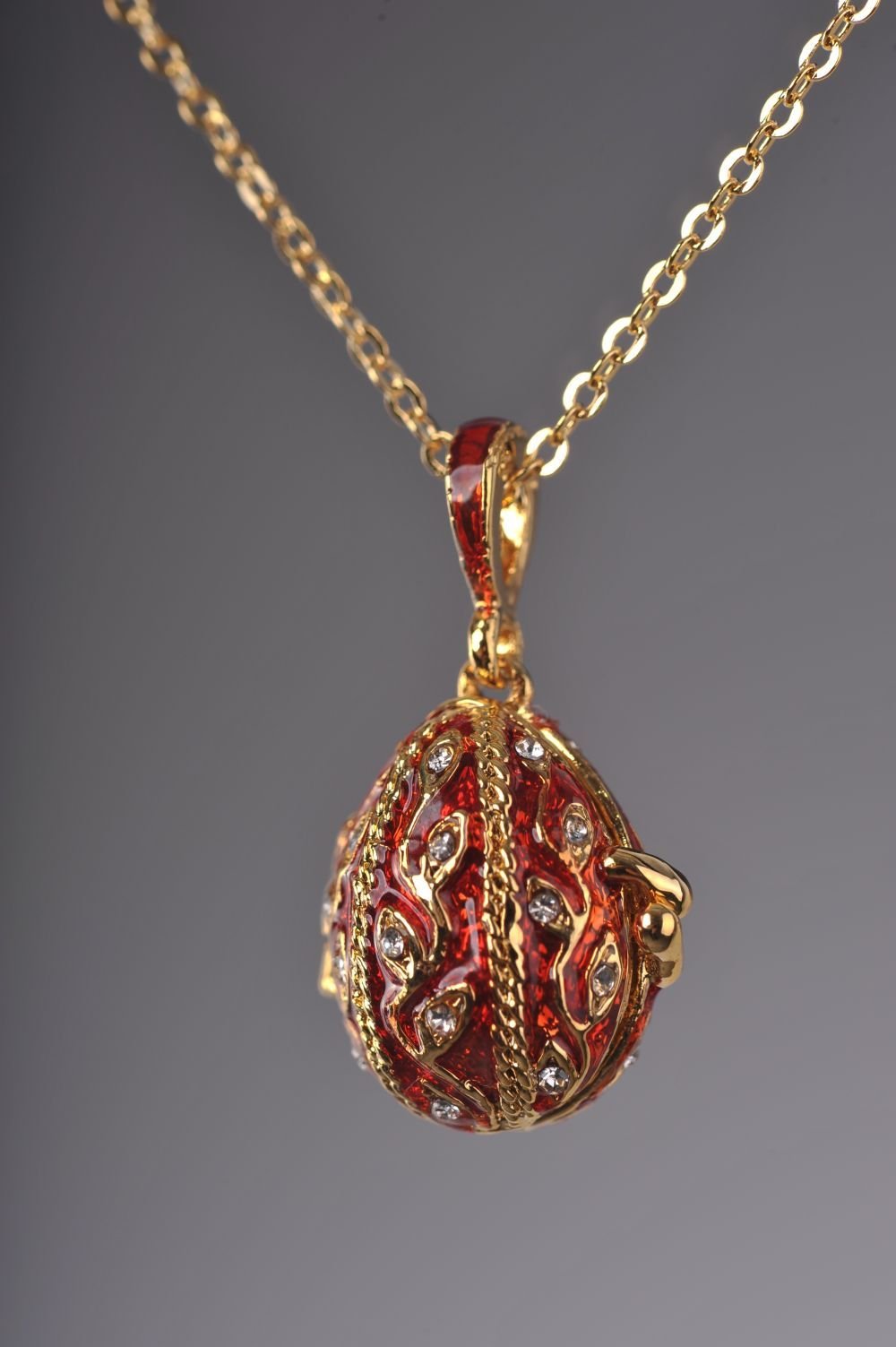 Keren Kopal Red Faberge Egg Pendant Necklace