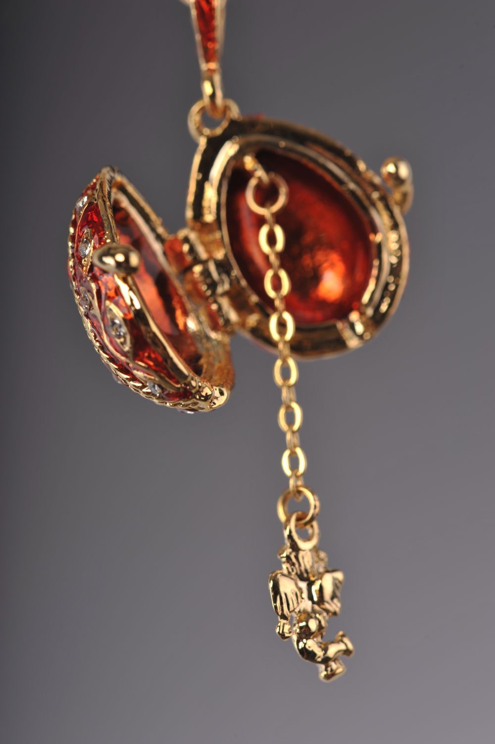 Keren Kopal Red Faberge Egg Pendant Necklace