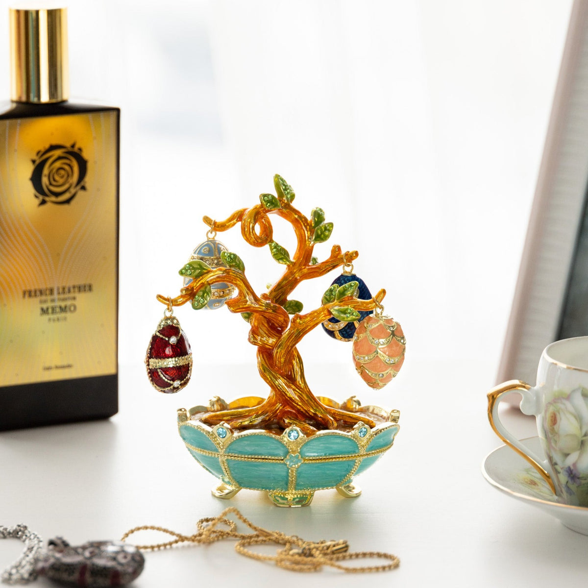 Keren Kopal Faberge Egg Pendant Necklaces Tree