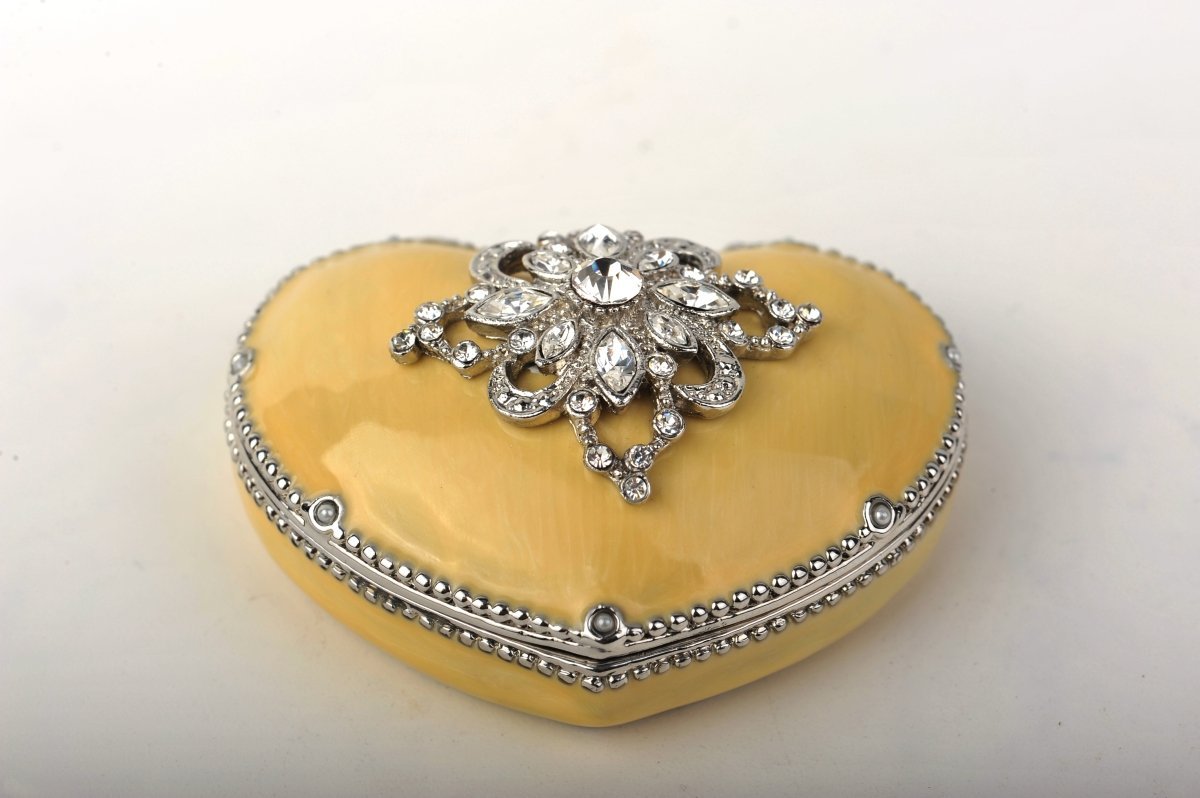 Keren Kopal Yellow Heart Shaped Trinket Box
