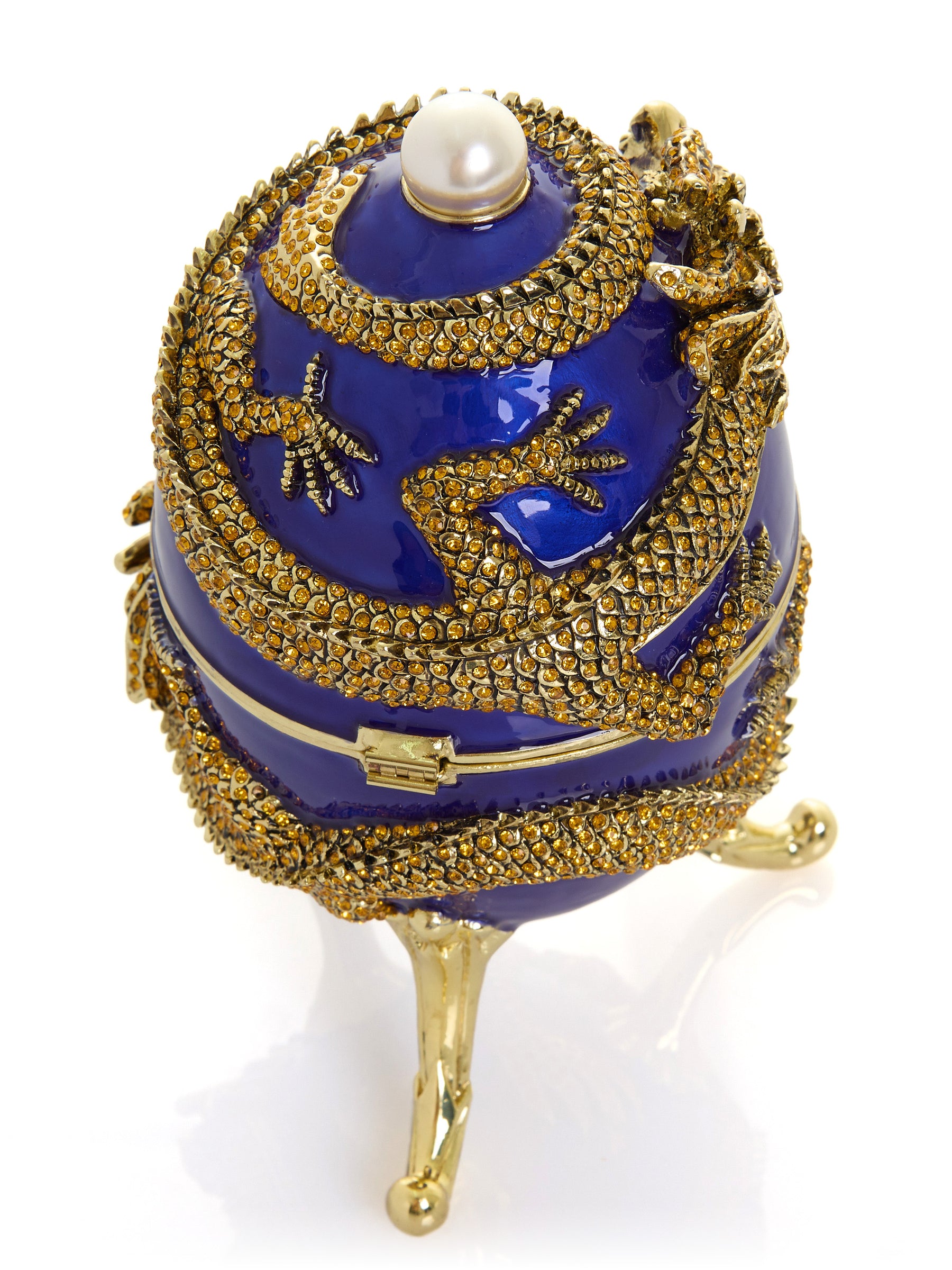 Blue Faberge Egg with Dragon Music Playing Egg