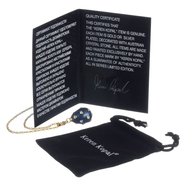 Gold & Blue Egg Pendant Necklace