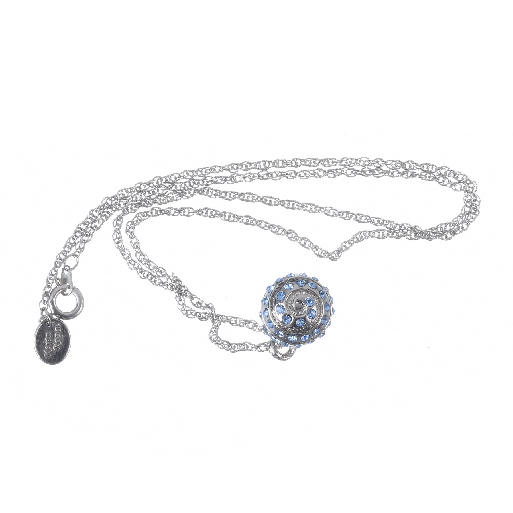 Keren Kopal Silver Egg with blue crystals Pendant Necklace