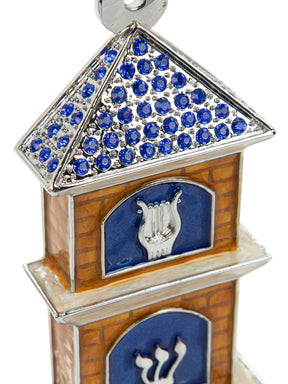 Blue Contemporary Synagogue style Mezuzah