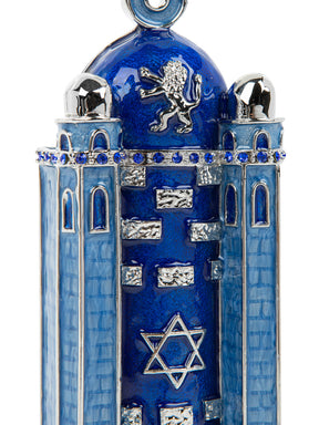 Blue Western Wall style Mezuzah
