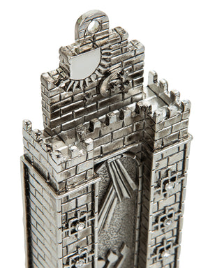 Silver Western Wall style Decorated Mezuzah