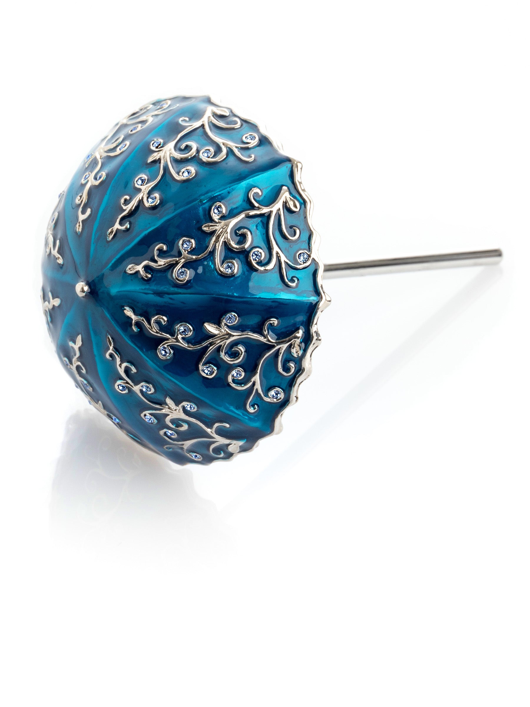 Keren Kopal Blue Umbrella Trinket Box Handmade with Swarovski Crystals
