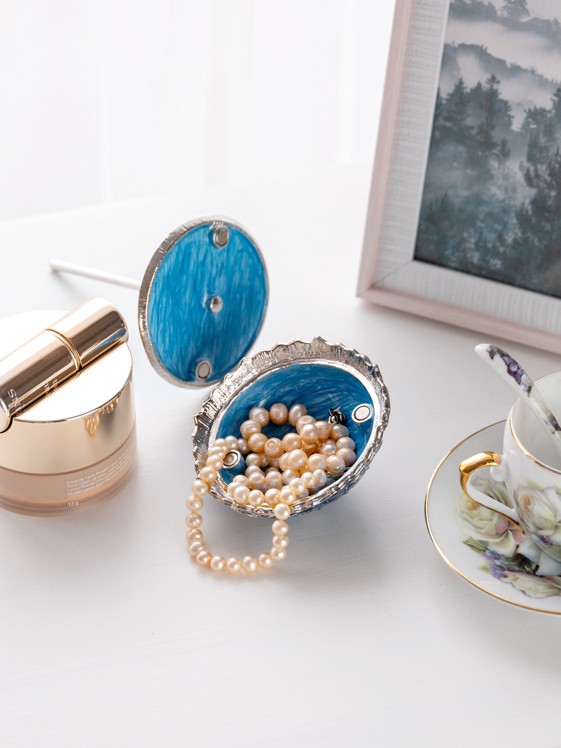 Keren Kopal Blue Umbrella Trinket Box Handmade with Swarovski Crystals
