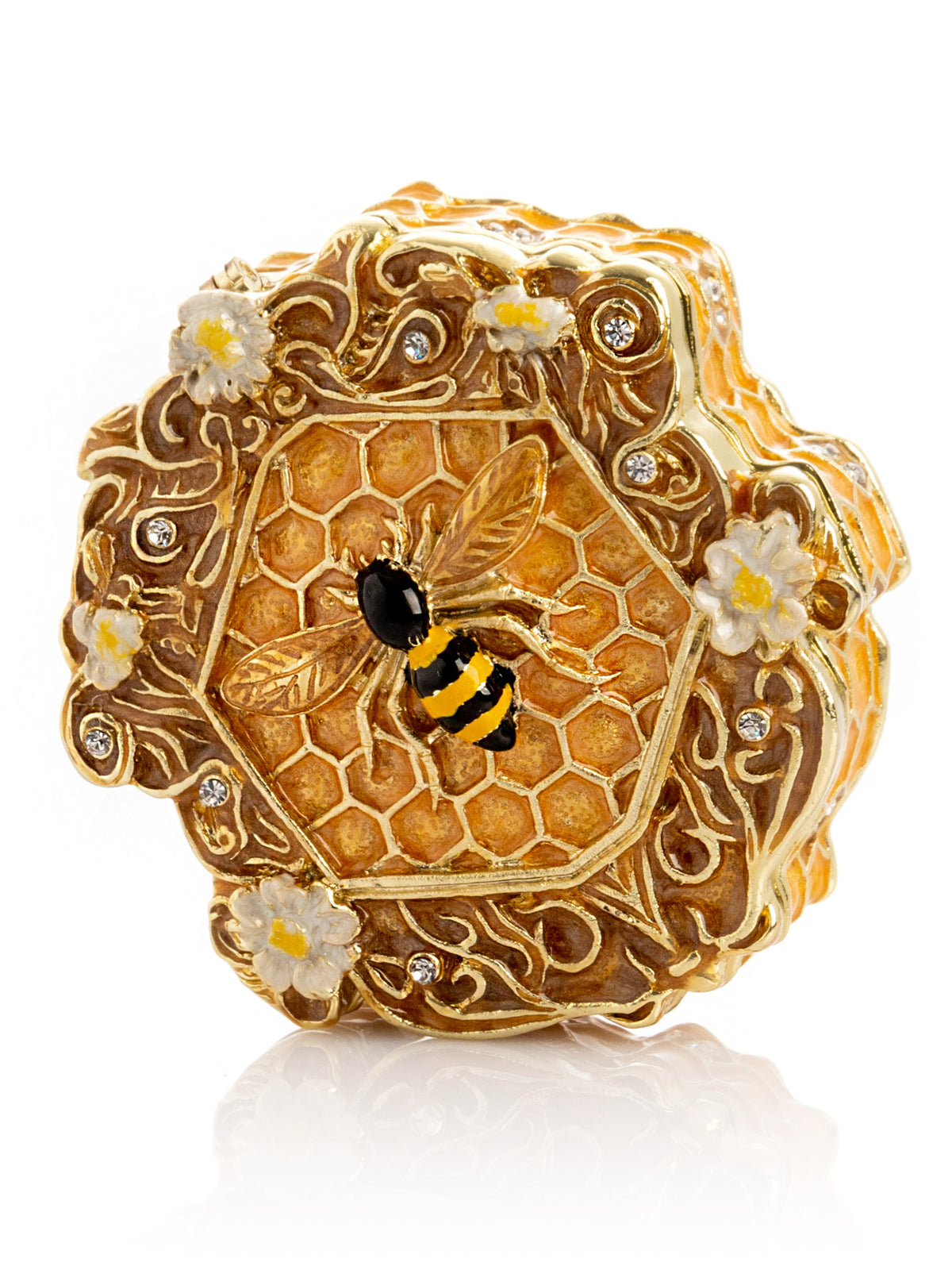 Keren Kopal Trinket Box Honeycomb with a Bee Queen on top