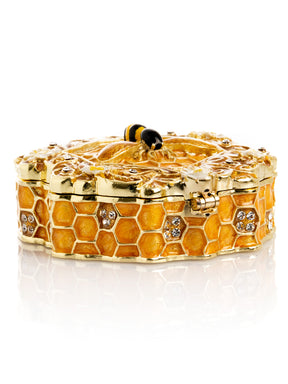 Trinket Box Honeycomb with a Bee Queen on top