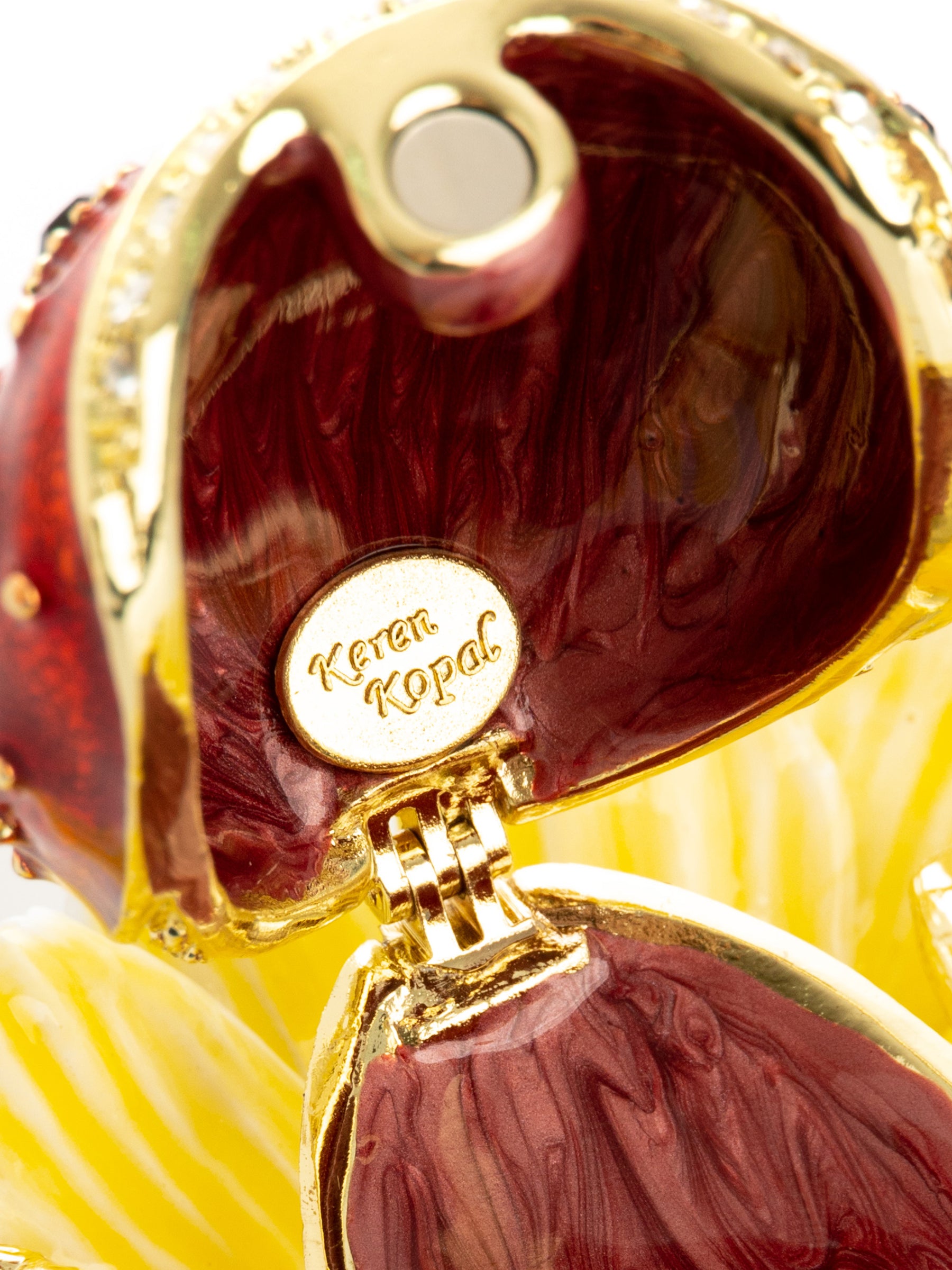 Keren Kopal Ladybug on Flower Jeweled Trinket Box