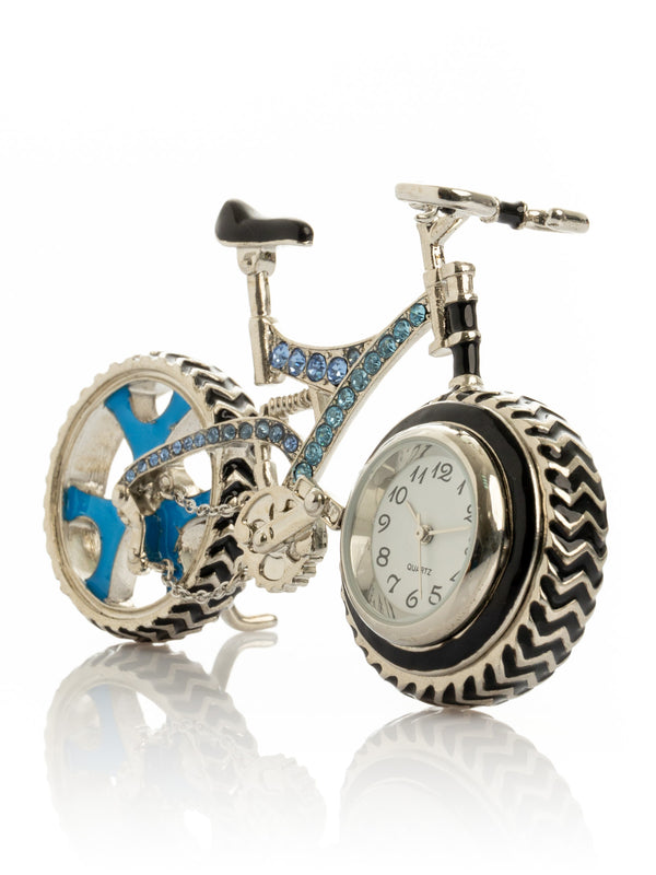 Bicycle Clock with Blue Crystals