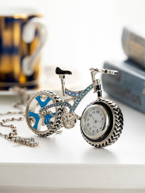 Bicycle Clock with Blue Crystals