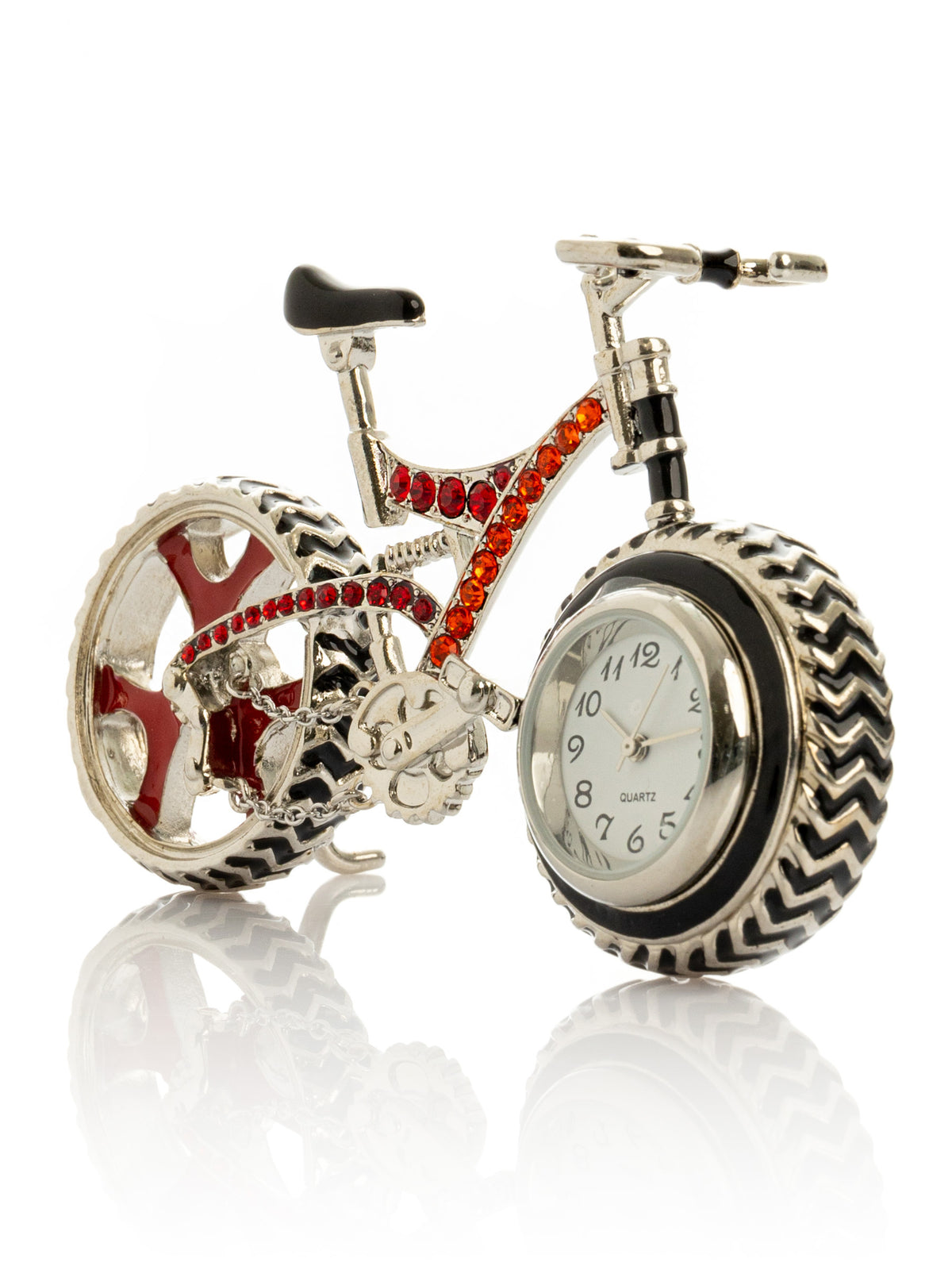 Bicycle clock with Red crystals