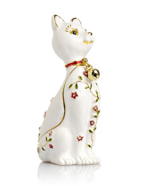 White Cat with Flowers