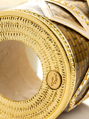 Keren Kopal Golden Brown Decorated Candle Holder with Triangles Pattern