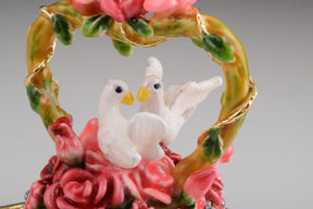 Keren Kopal Red Decorated Box with Roses and Two White Doves