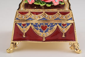 Keren Kopal Red Decorated Box with Roses and Two White Doves