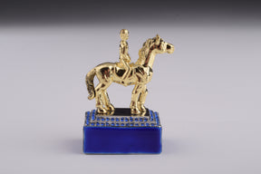 Keren Kopal Blue Russian Egg with Man Riding Horse Surprise Inside
