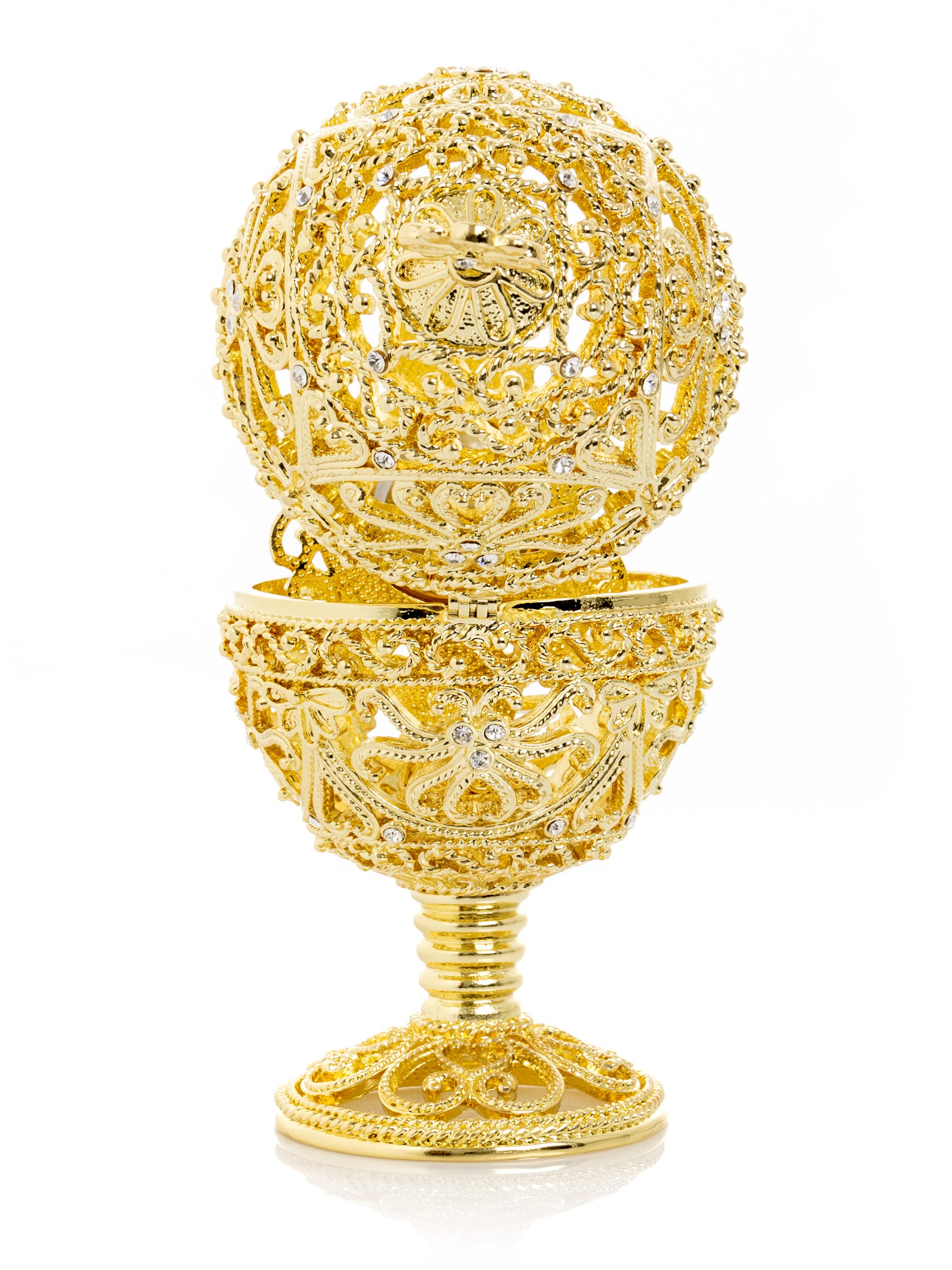 Keren Kopal Gold Faberge Egg with Clock Inside