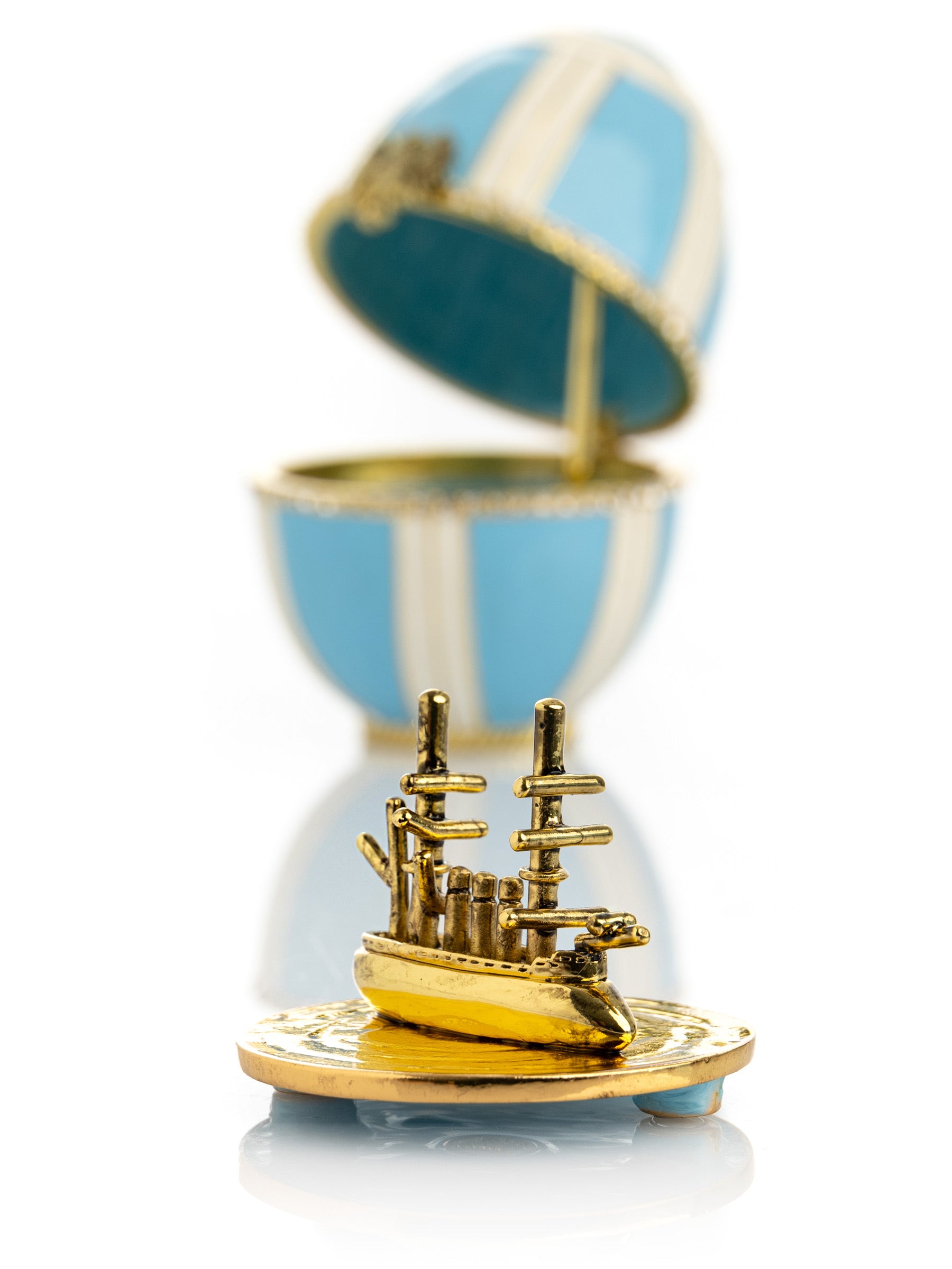 Light Blue Egg with a Sailing ship