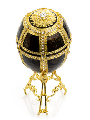 Keren Kopal Black & Gold Egg with a Gold crystals Elephant
