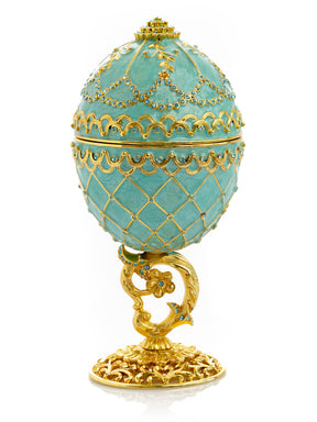 Gold & turquoise Egg with Royal Carriage